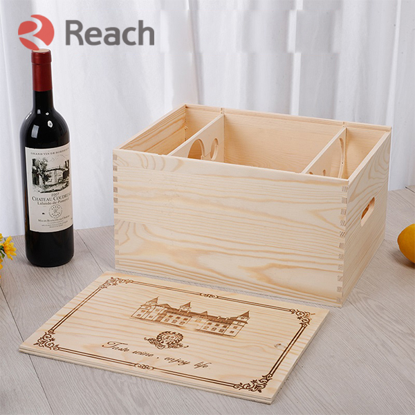 Wooden red wine box laser carved